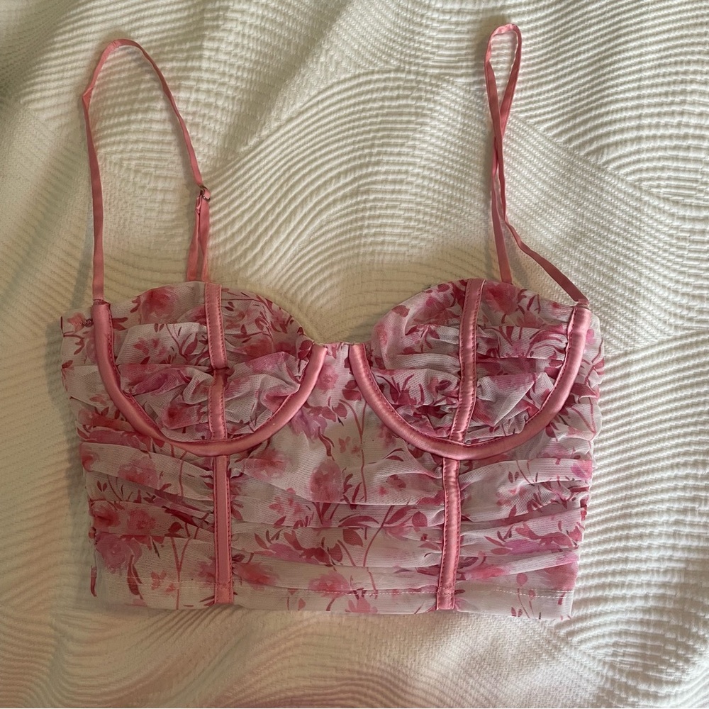 Oh Polly Floral Pink Bustier Corset Top - Size 0